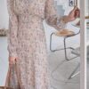 YOURZ 23SS#2 復古花簇腰封雪紡長洋