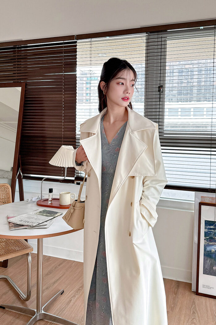 23FEB#34早春披肩設計排釦長風衣