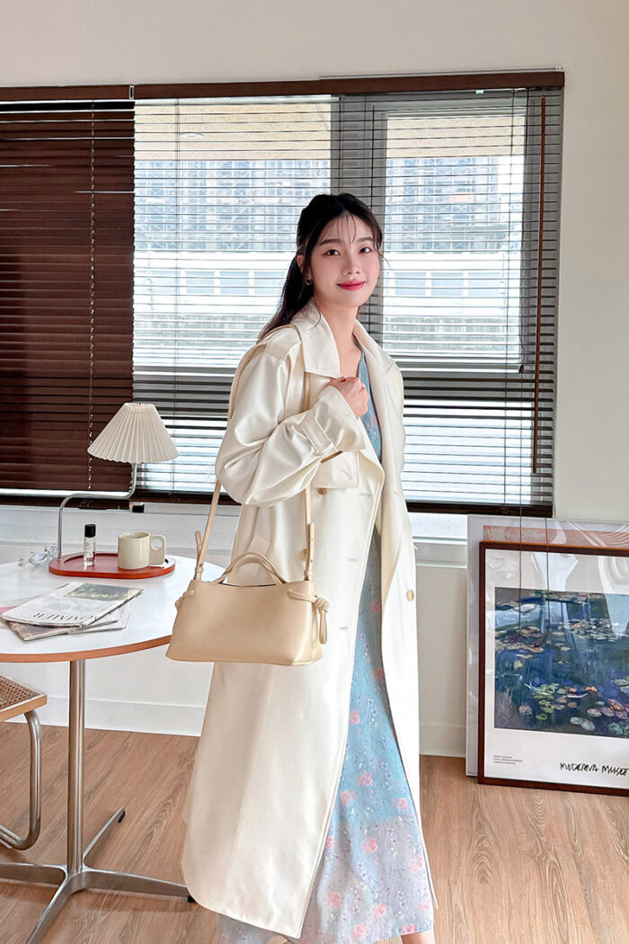 23FEB#34早春披肩設計排釦長風衣