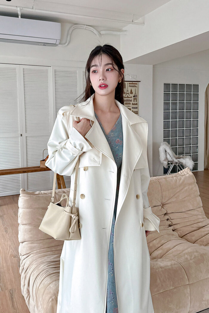 23FEB#34早春披肩設計排釦長風衣