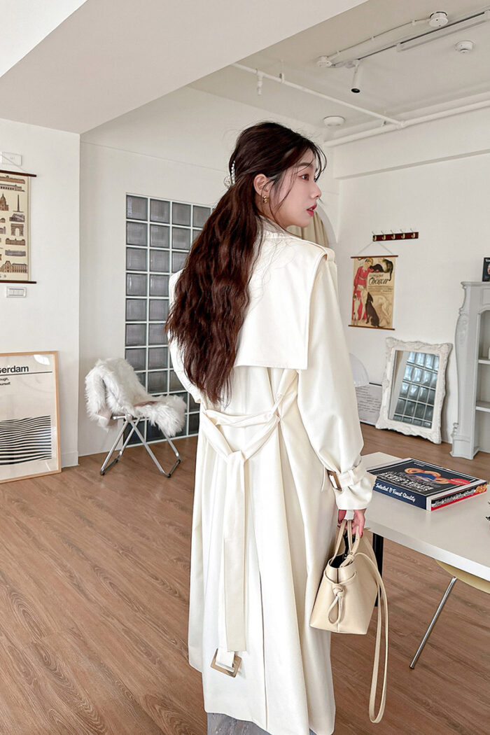 23FEB#34早春披肩設計排釦長風衣