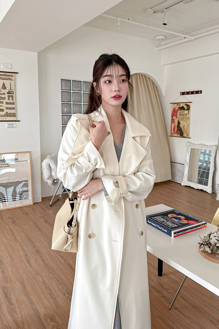 23FEB#34早春披肩設計排釦長風衣