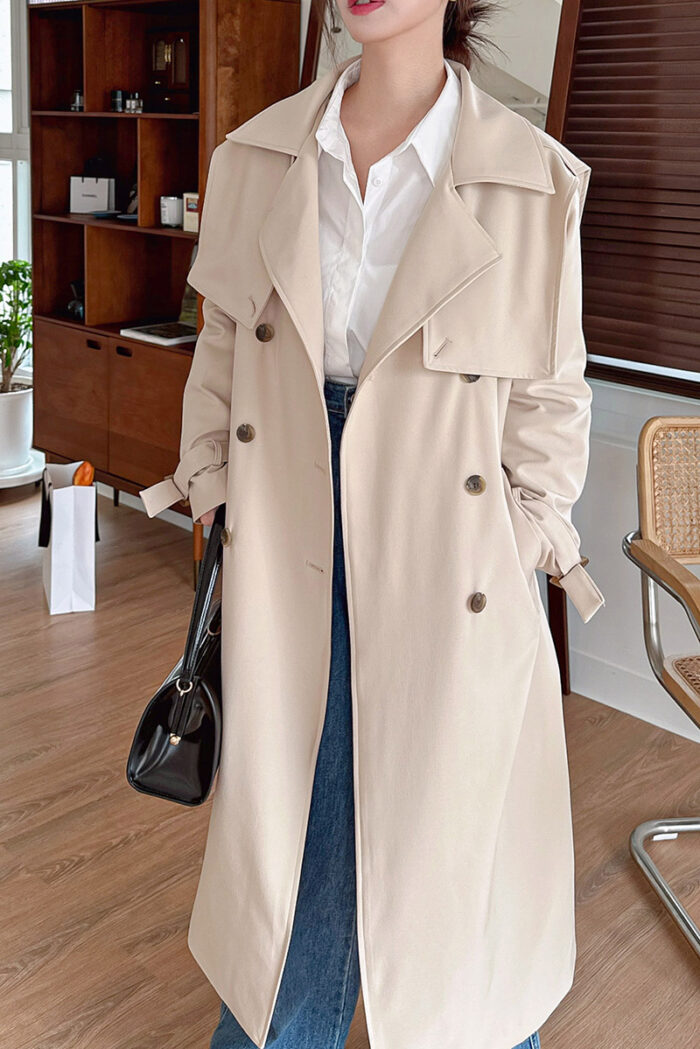 23FEB#34早春披肩設計排釦長風衣