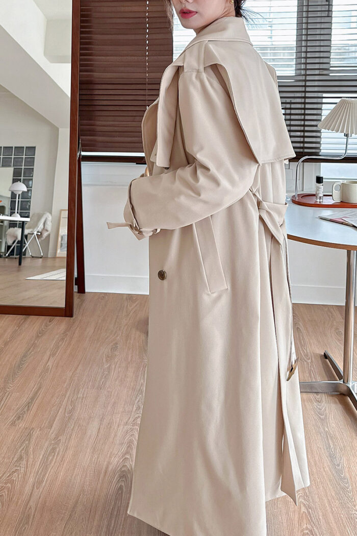 23FEB#34早春披肩設計排釦長風衣