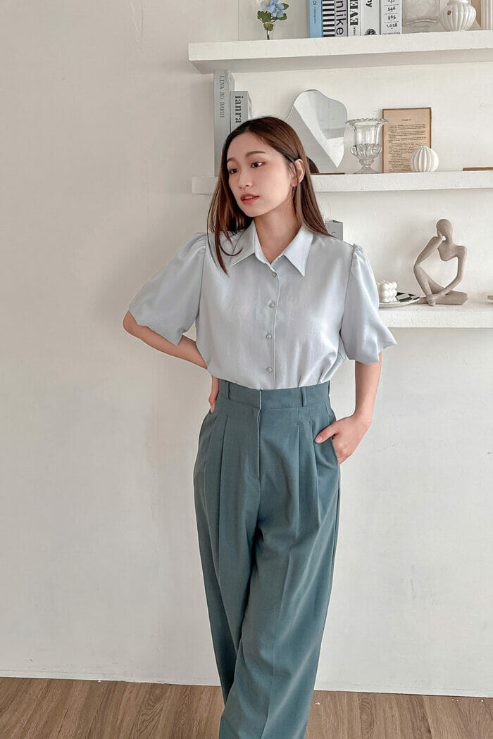 20230532-25 23MAY#32 推薦款-Vintage配釦五分澎袖襯衫