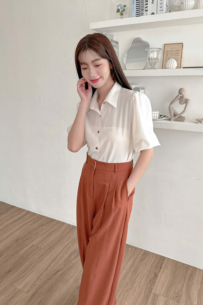 20230532-9 23MAY#32 推薦款-Vintage配釦五分澎袖襯衫