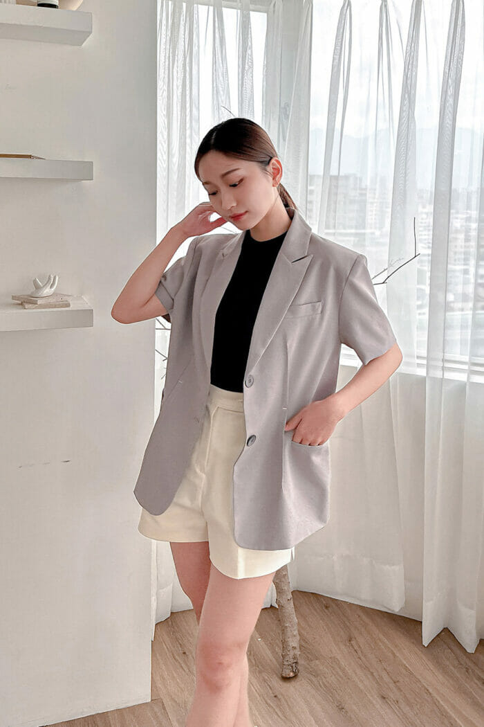 23MAY#41 挺版腰身劍領短袖西外