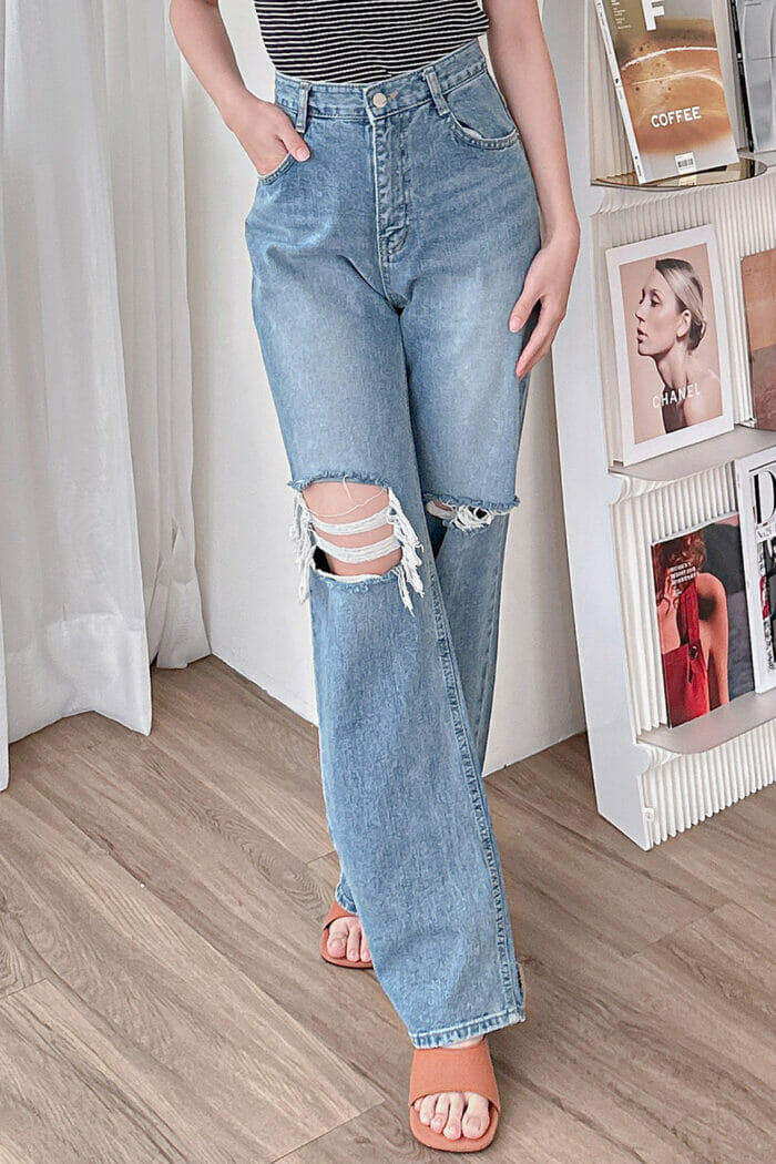 20230577-1 23MAY#77 刷色破損感丹寧寬褲