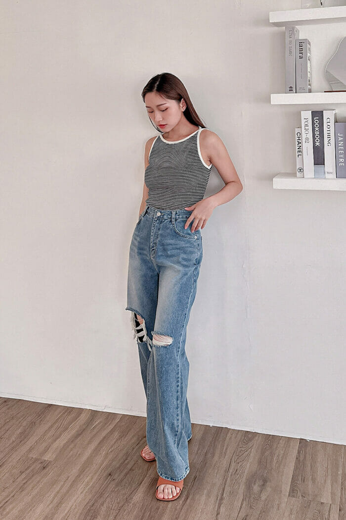 20230577-10 23MAY#77 刷色破損感丹寧寬褲