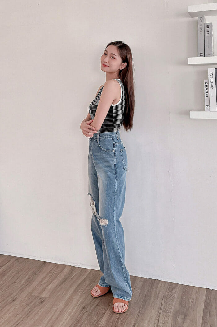 20230577-12 23MAY#77 刷色破損感丹寧寬褲