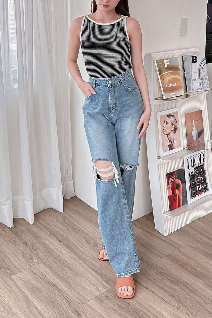 20230577-2 23MAY#77 刷色破損感丹寧寬褲