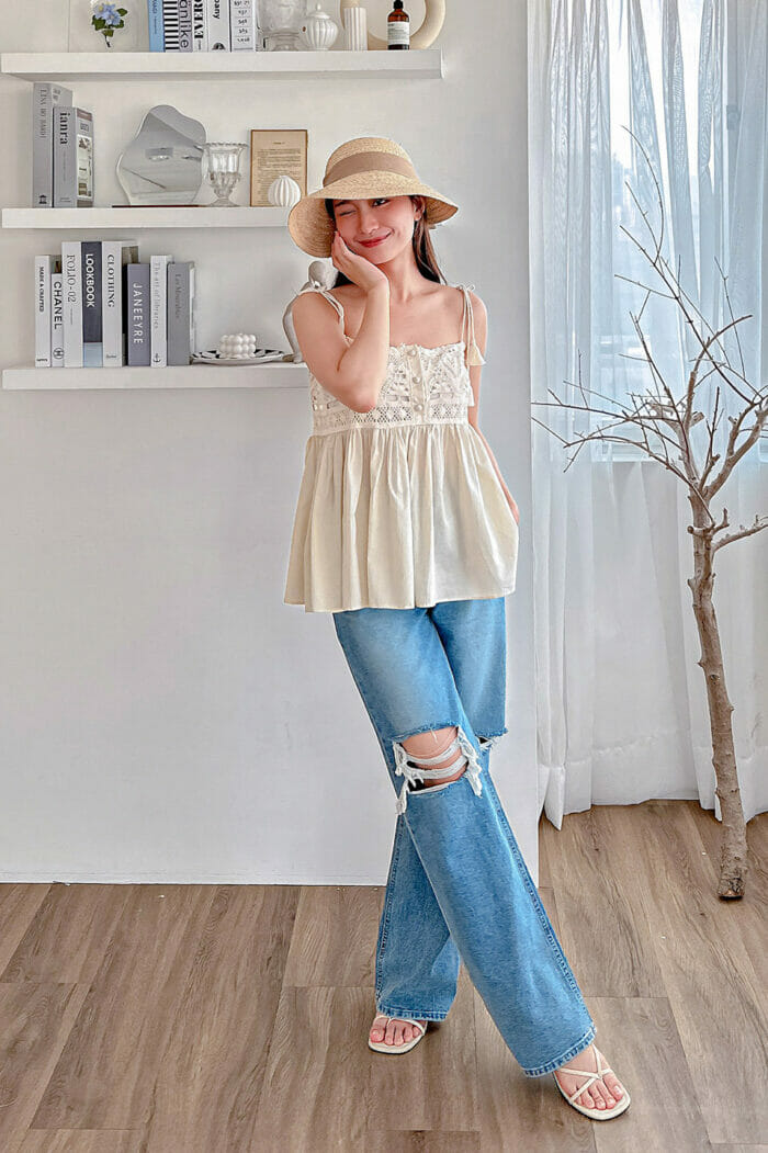 20230577-25 23MAY#77 刷色破損感丹寧寬褲