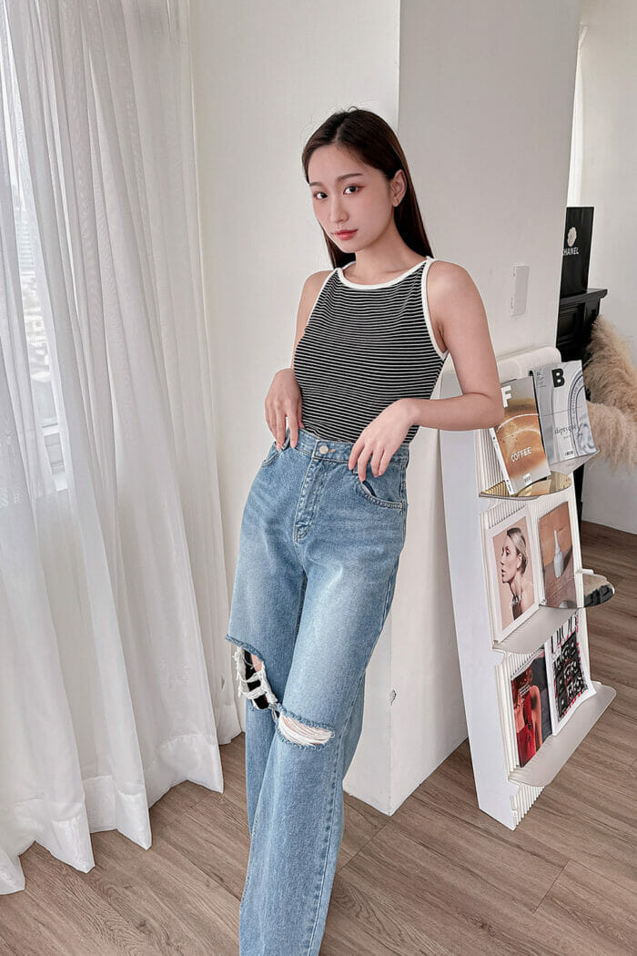 20230577-6 23MAY#77 刷色破損感丹寧寬褲