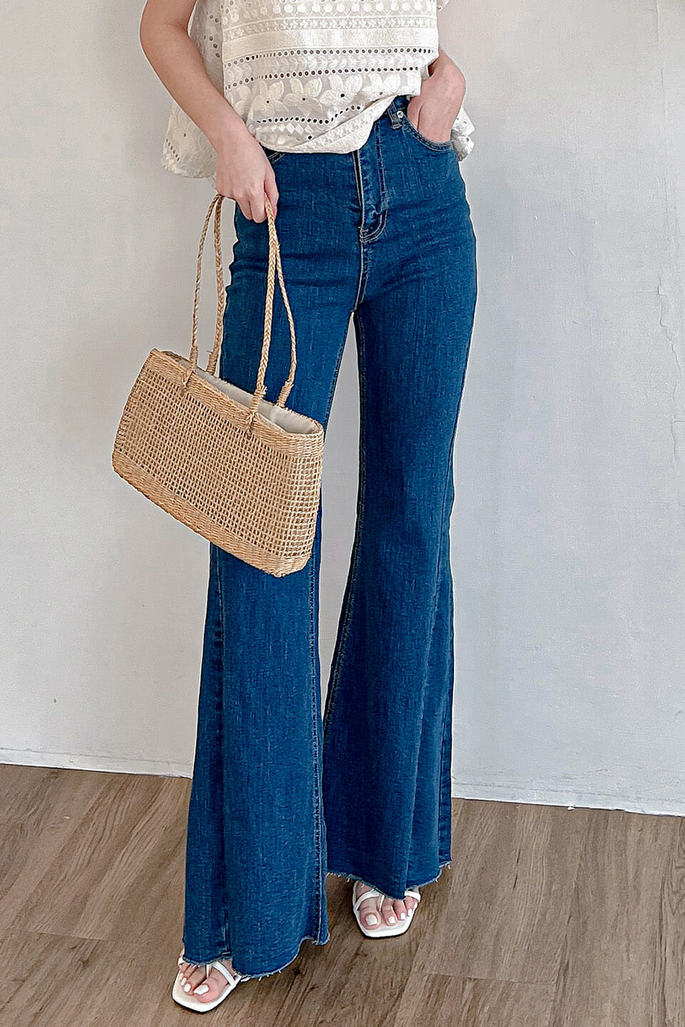 23MAY#81 細身拼接丹寧喇叭褲