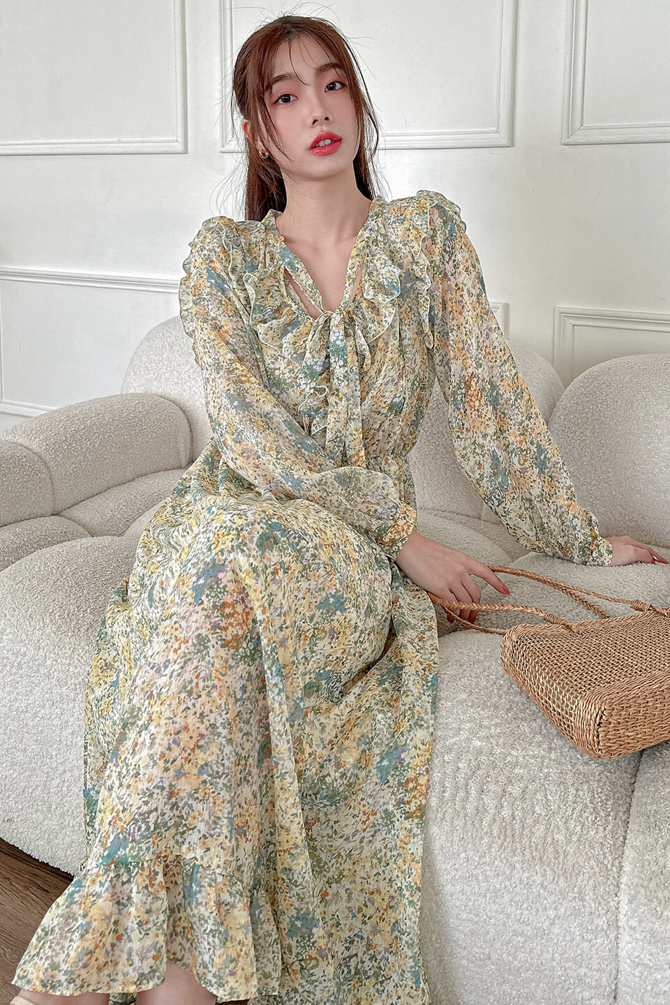 YOURZ 23SS#6 荷領領結雪紡長洋