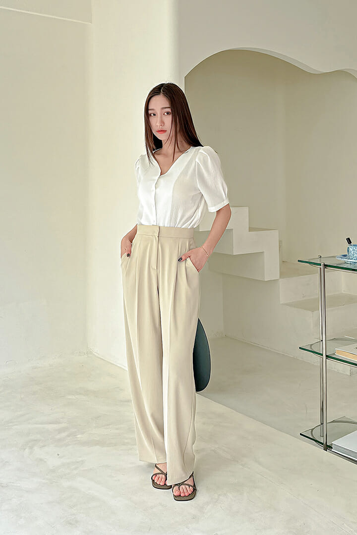 23APR#74 推薦款-垂墜感彈性腰西裝褲